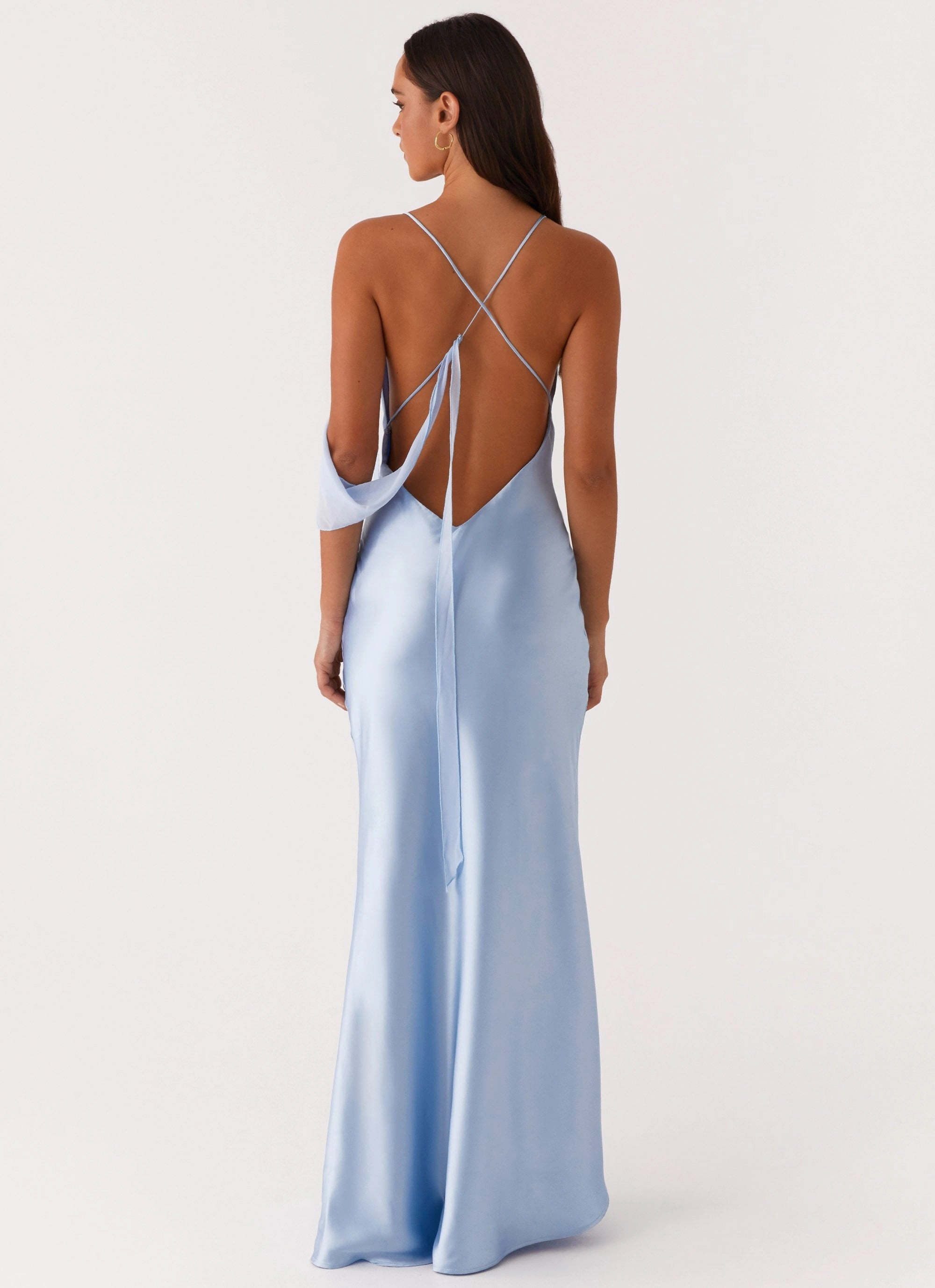 Street Ready Too Sweet Satin Maxi Dress - Blue