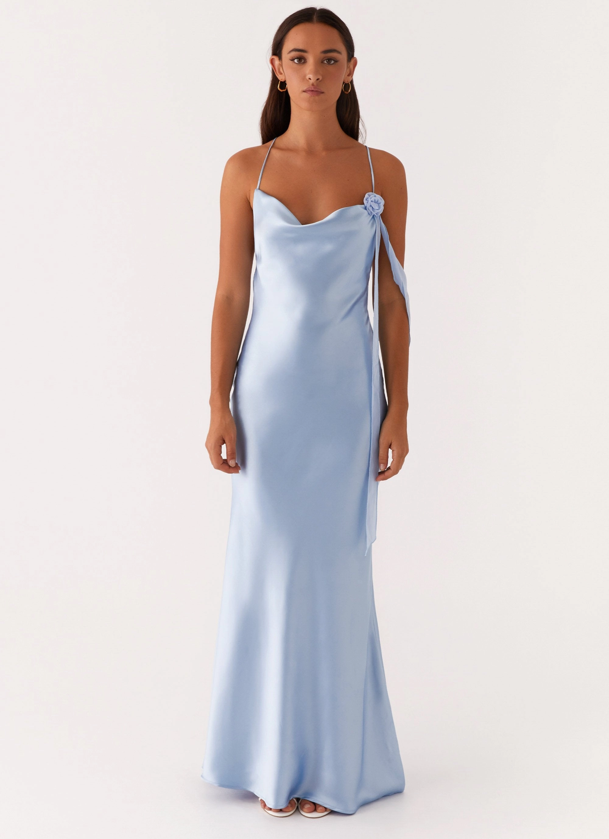 Relax Layers Stylish Fit Too Sweet Satin Maxi Dress - Blue