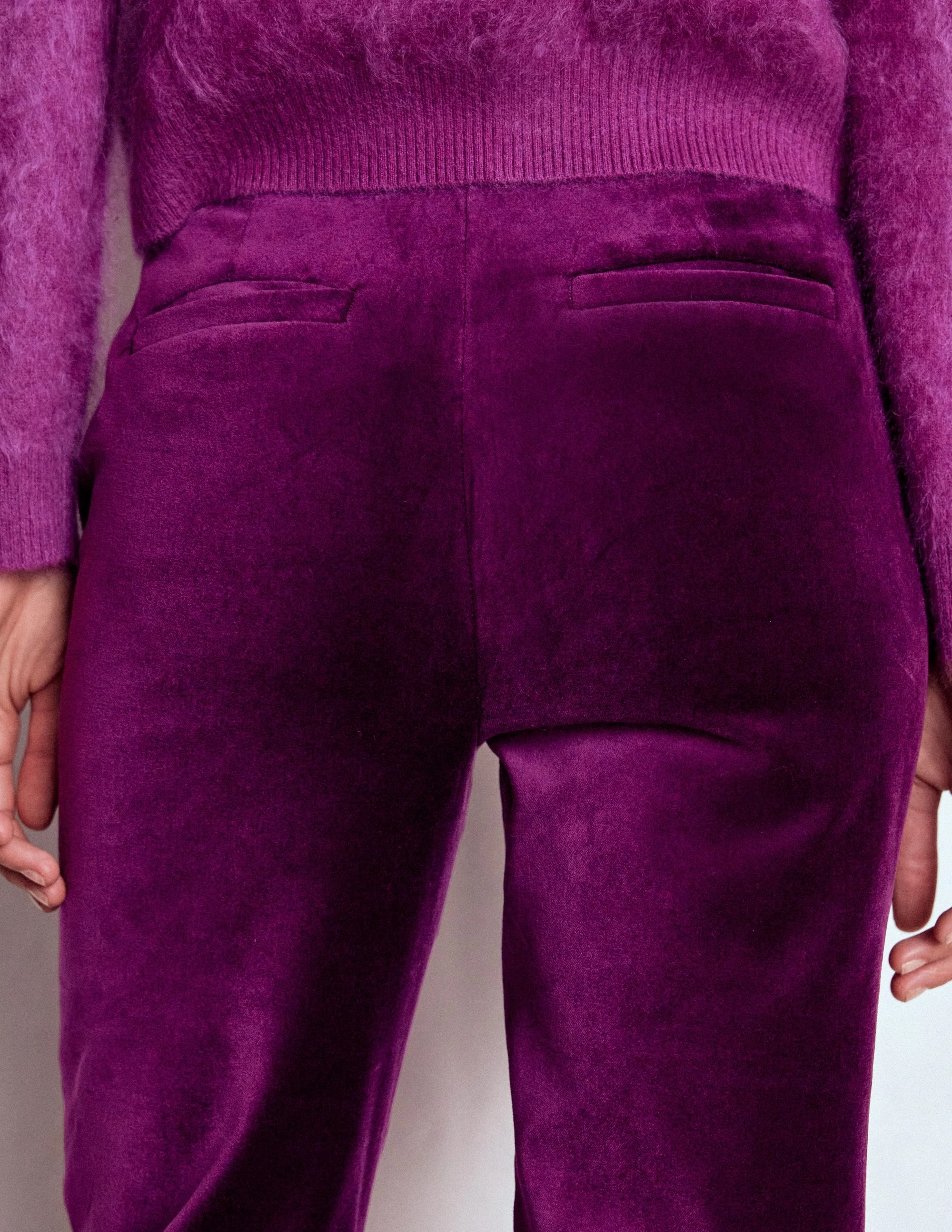 Fitted Velvet Flare Trousers-Plum Jam City Wear