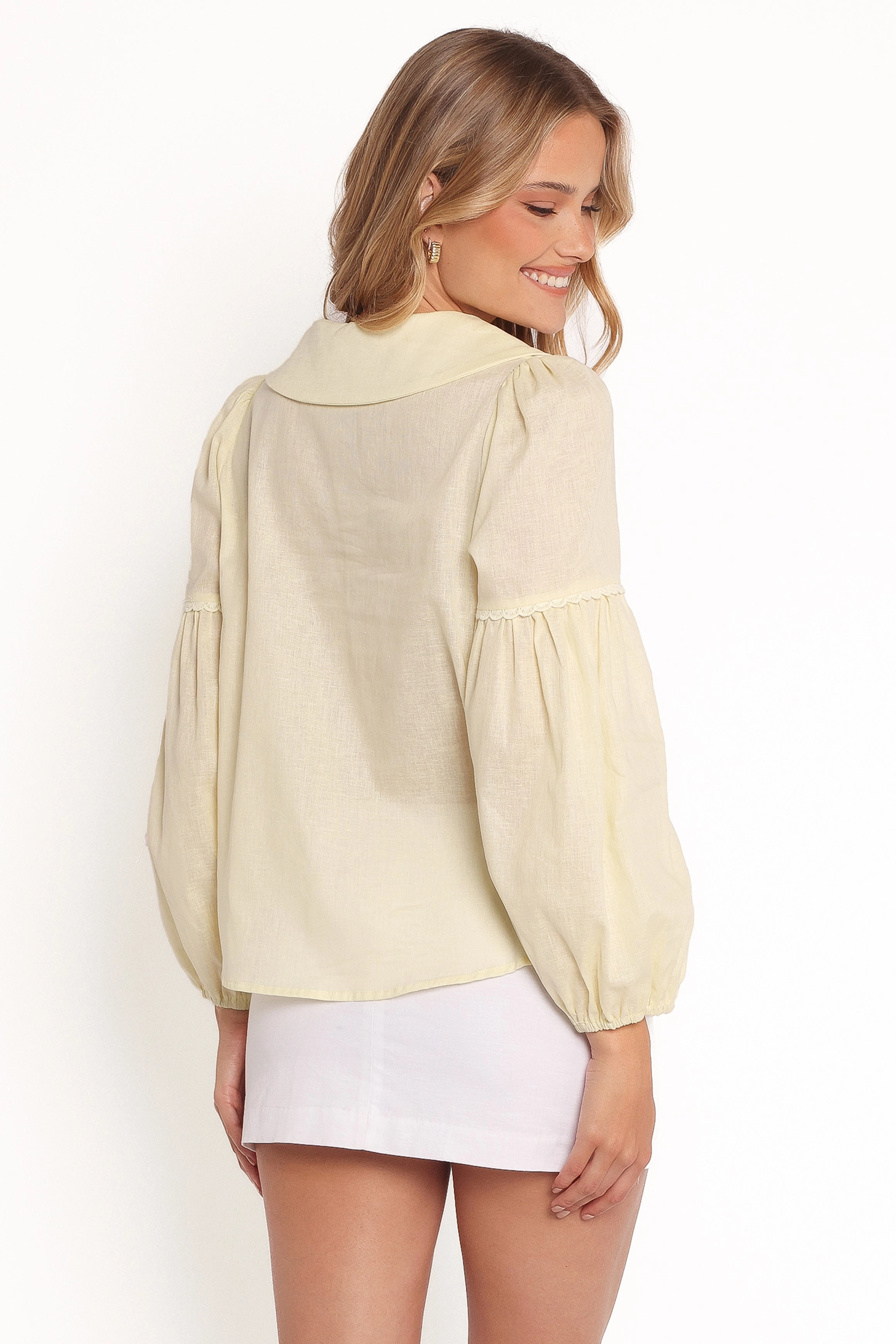 Thalassa Top - Butter Yellow high-low hem hypoallergenic material