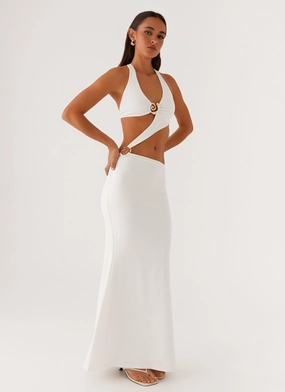 Curve Friendly Vintage feel World Series Maxi Dress - White