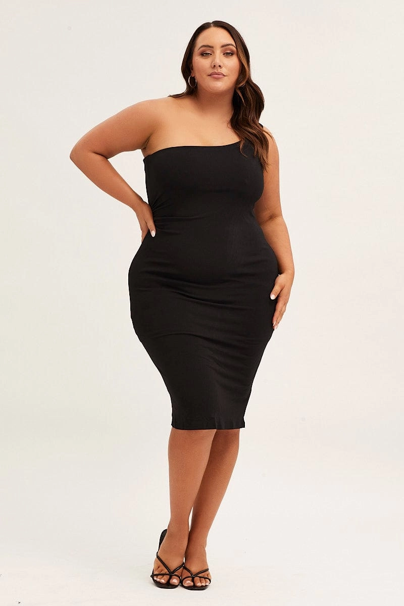 Smart Glide Smart Layers Black One Shoulder Jersey Bodycon Dress