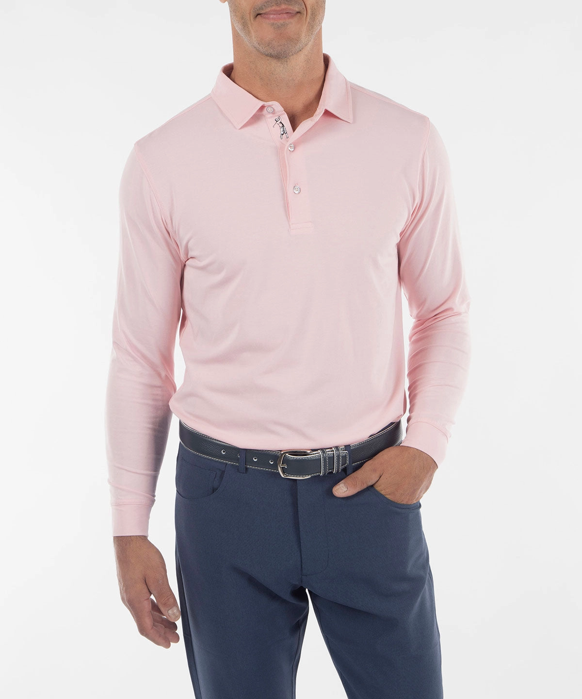 Premium Fit Signature Liquid Cotton Spread Collar Long-Sleeve Polo
