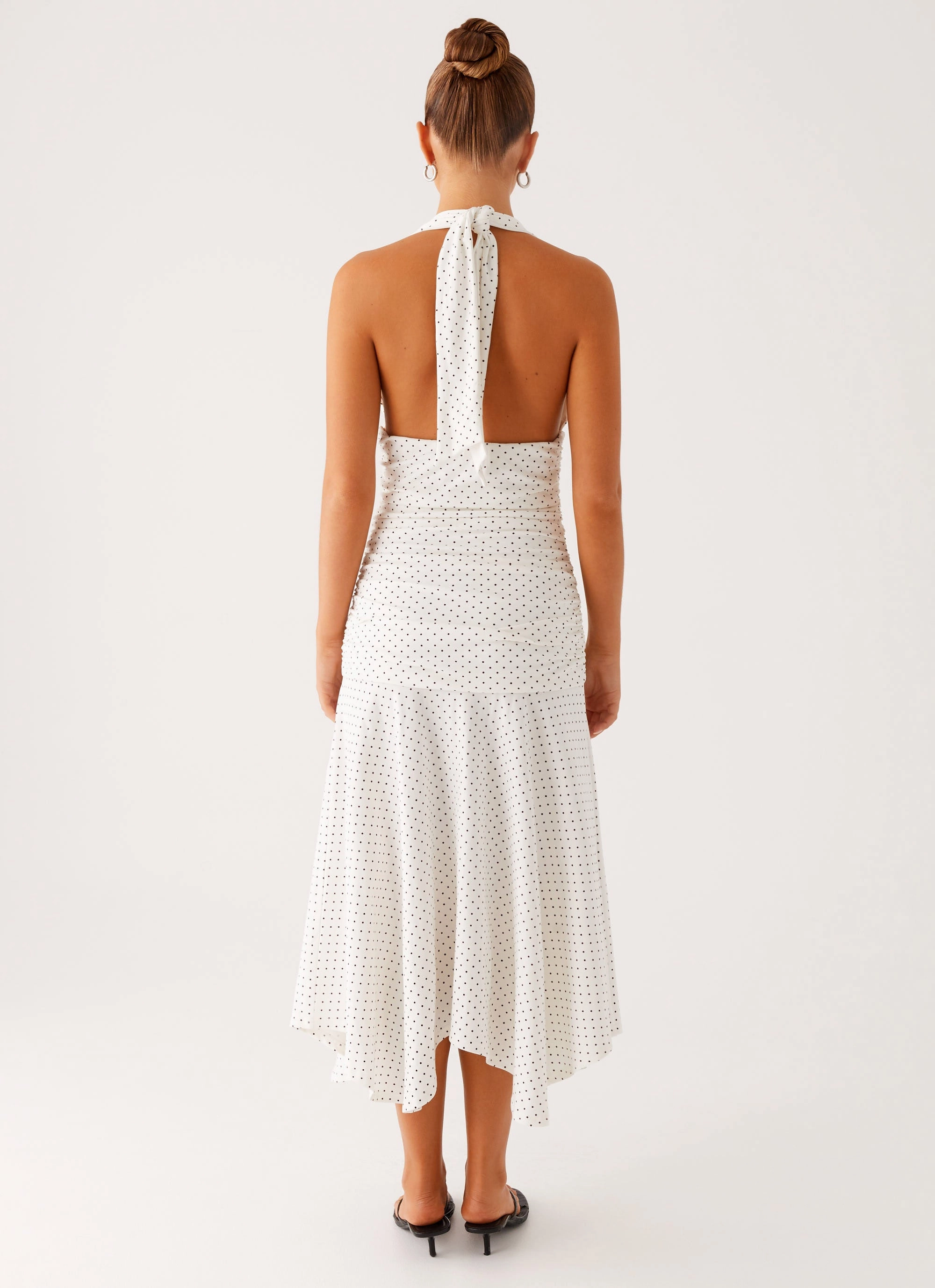 Evening Chic Grettana Halter Neck Midi Dress - White Polka Dot