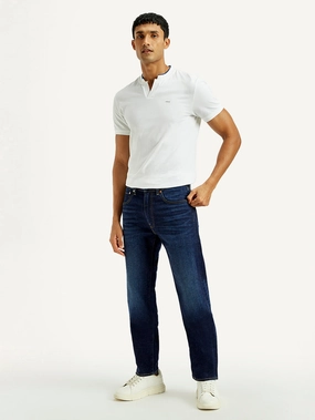 Modern Weekend Style Men's 505 Dark Indigo Straight Fit Mid Rise Linen Jeans