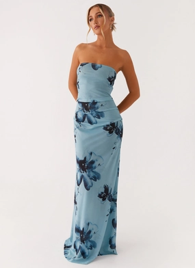 Euro Touch Field Of Dreams Maxi Dress - Blue Black Floral