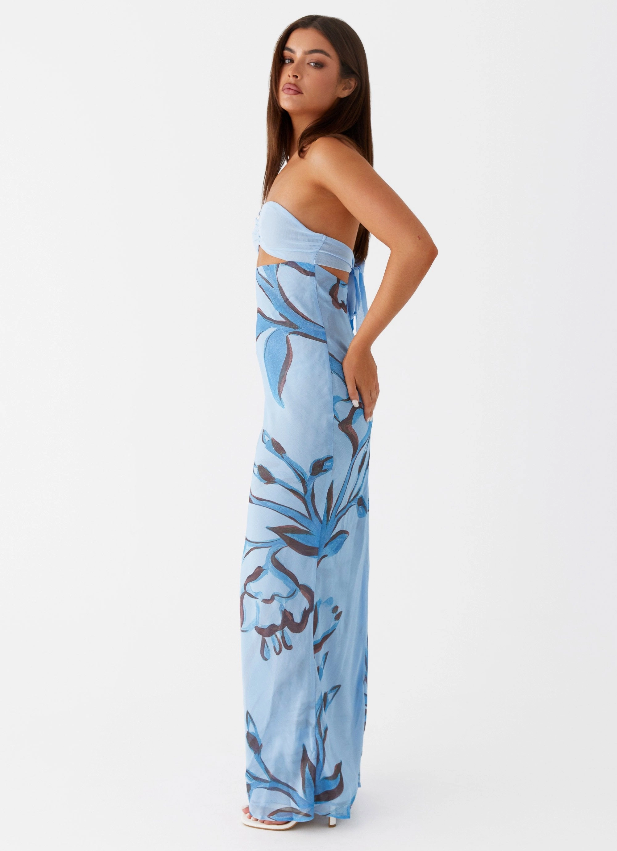 Tropicana Maxi Dress - Blue Floral knee-length