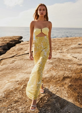 Tropicana Maxi Dress - Daffodil classic waist Flowy Layers