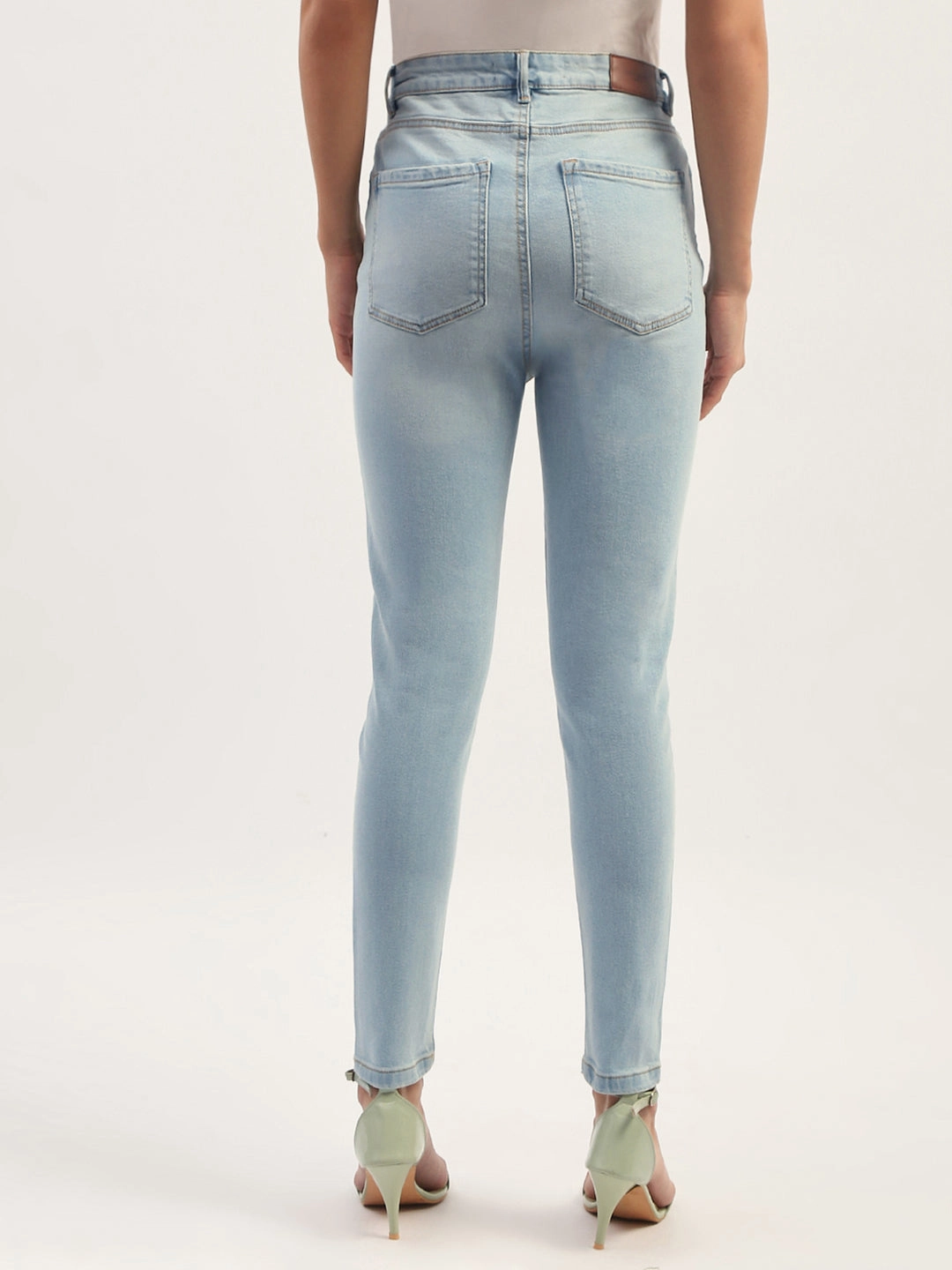 Fashion Piece Madame Skinny Fit Raw Hem Cotton Ice Blue Denim
