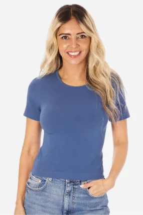 Soft and Stretchy BioBased Fibers Trustworthy brand Cropped Short-Sleeve Top | Vintage Khaki, Steel Blue, Black, Sandshell, White