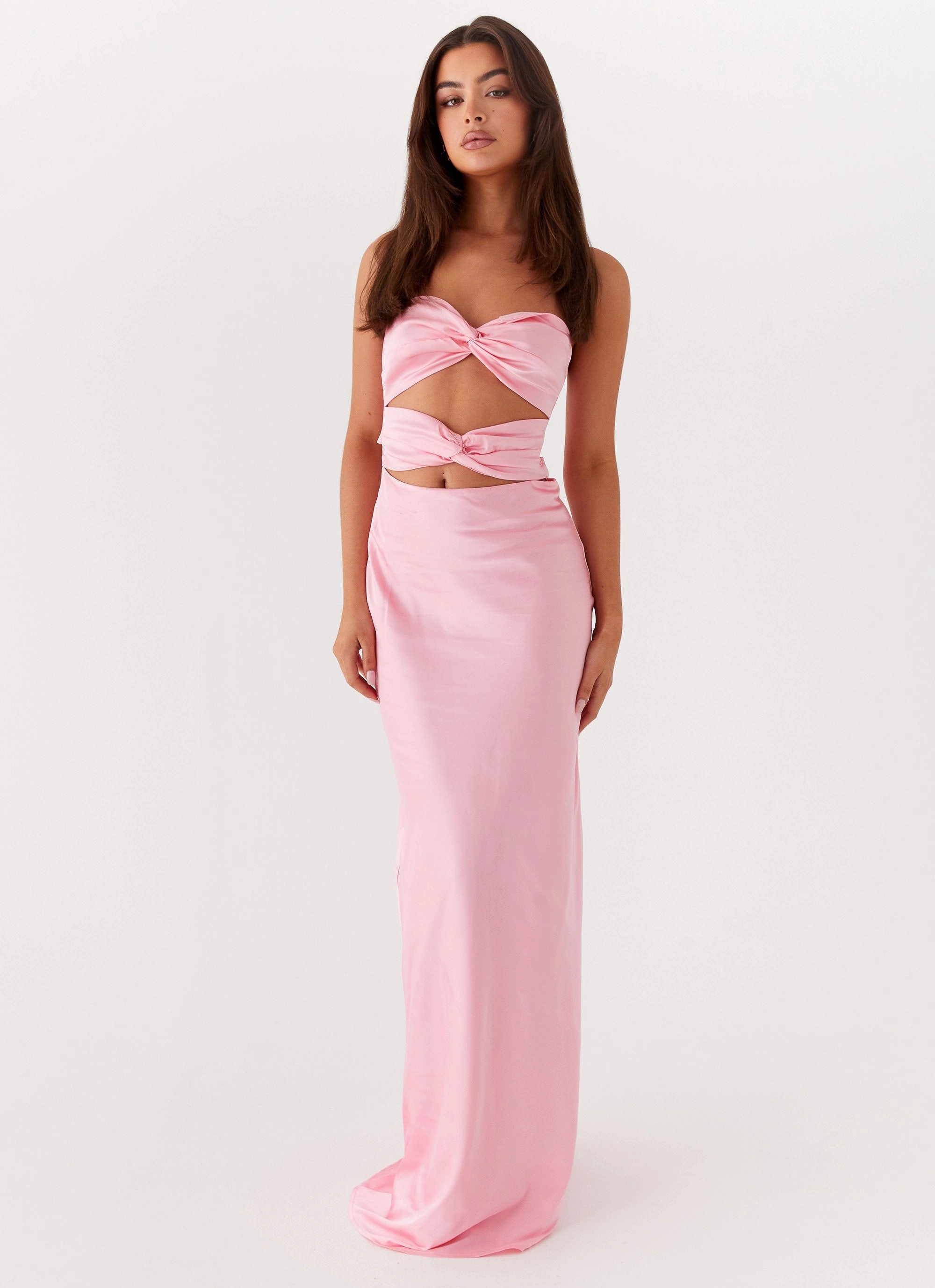 Smart Detail Date Vibe Tianna Strapless Maxi Dress - Pink
