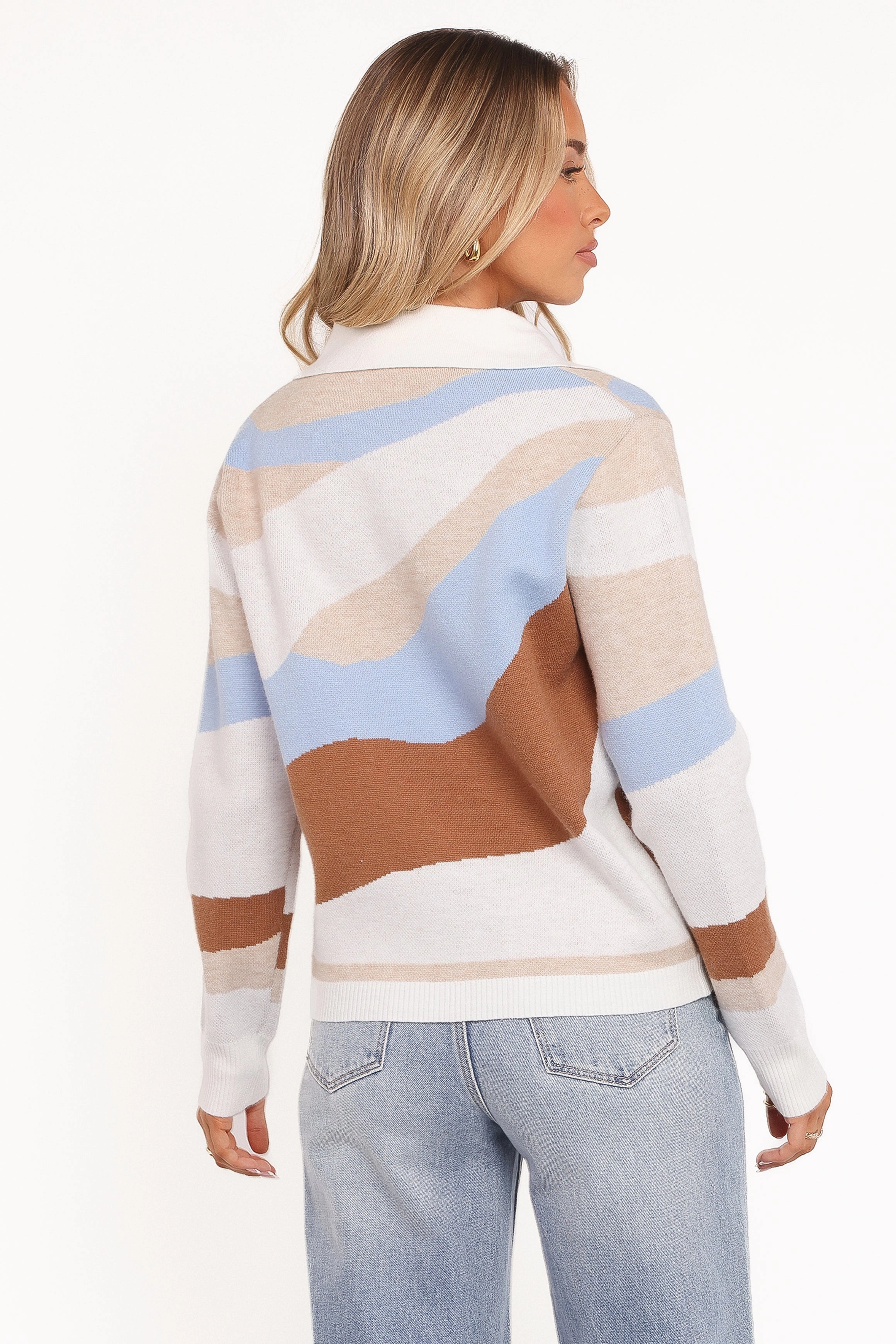 Non Chafing Fabric Tulula Abstract Print Cardigan - Cream