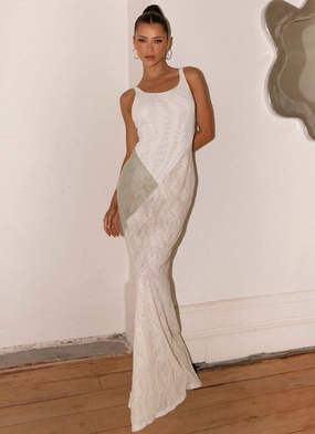 Twilight Dreams Maxi Dress - Ivory Outdoor Scene