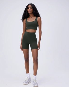 Ultimate Crop Shorts - Dark Olive dance clothing Flexible Waistband