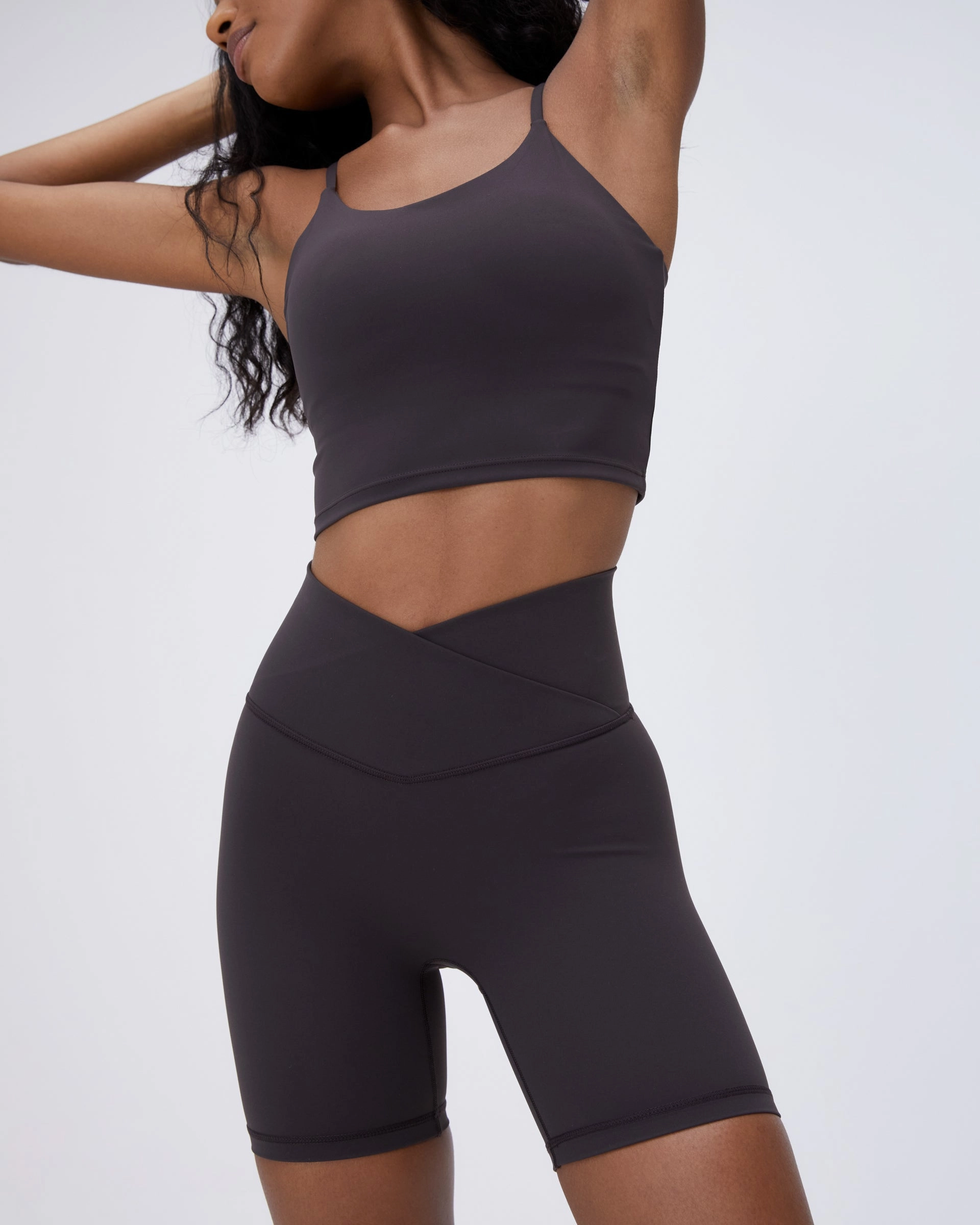 Ultimate Wrap Over Crop Shorts - Coffee Bean meditation wear