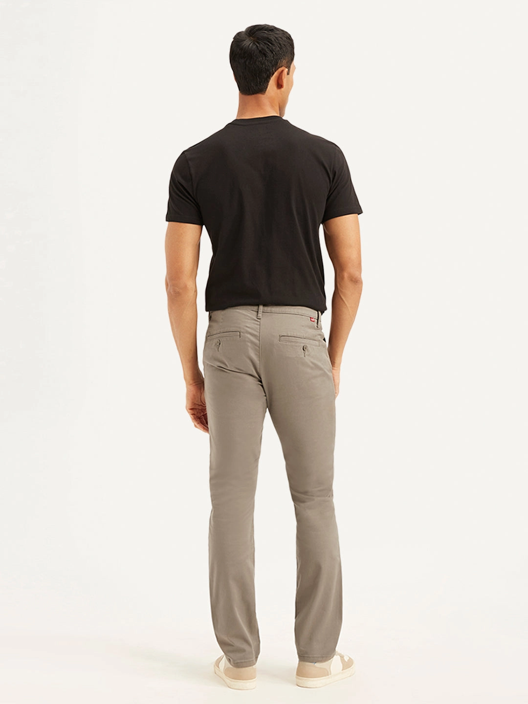 Double Layered Hem Versatile Waist Men's Taupe Slim Fit Chinos