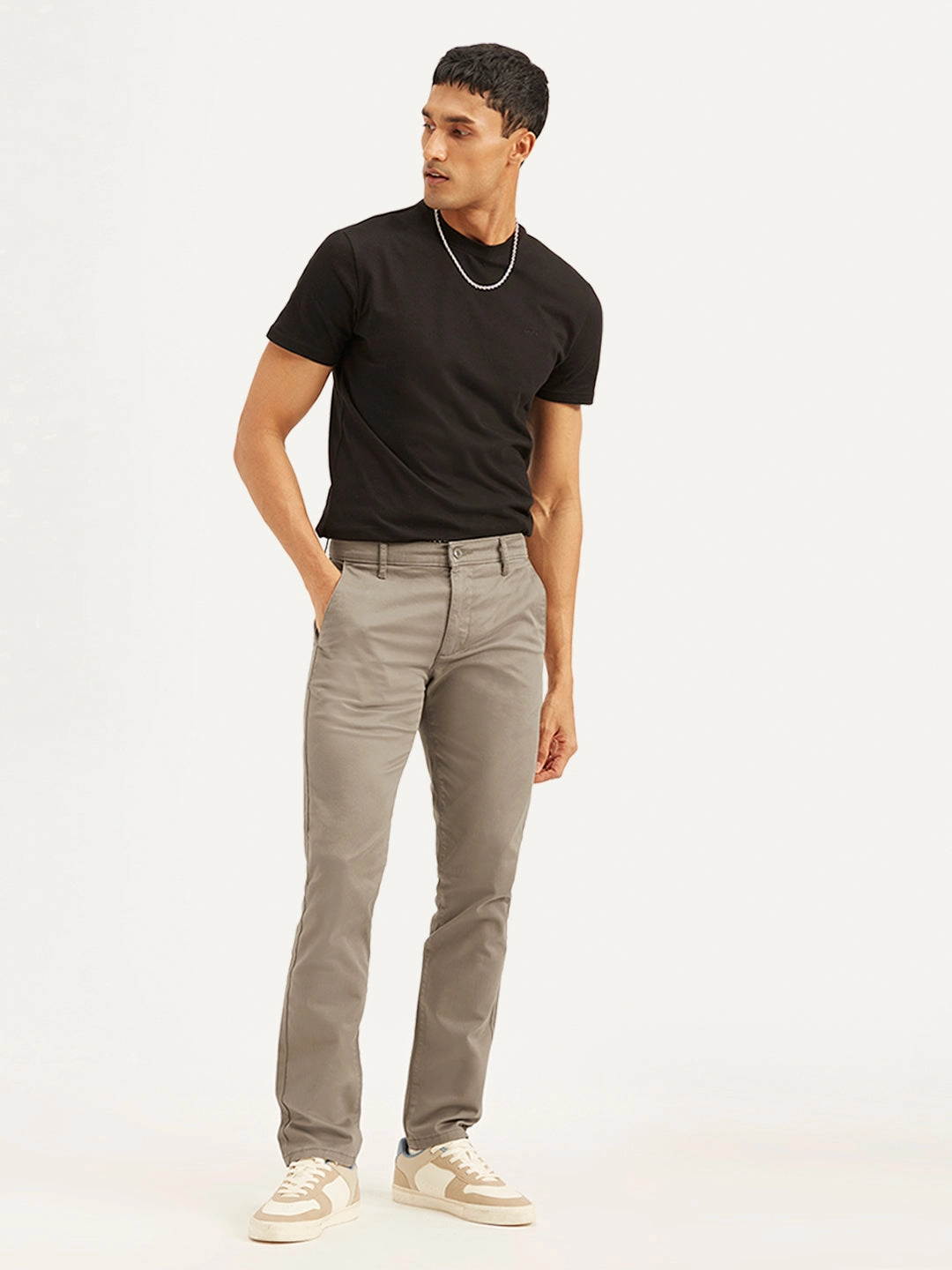 Men's Taupe Slim Fit Chinos quick dry MachineWashable