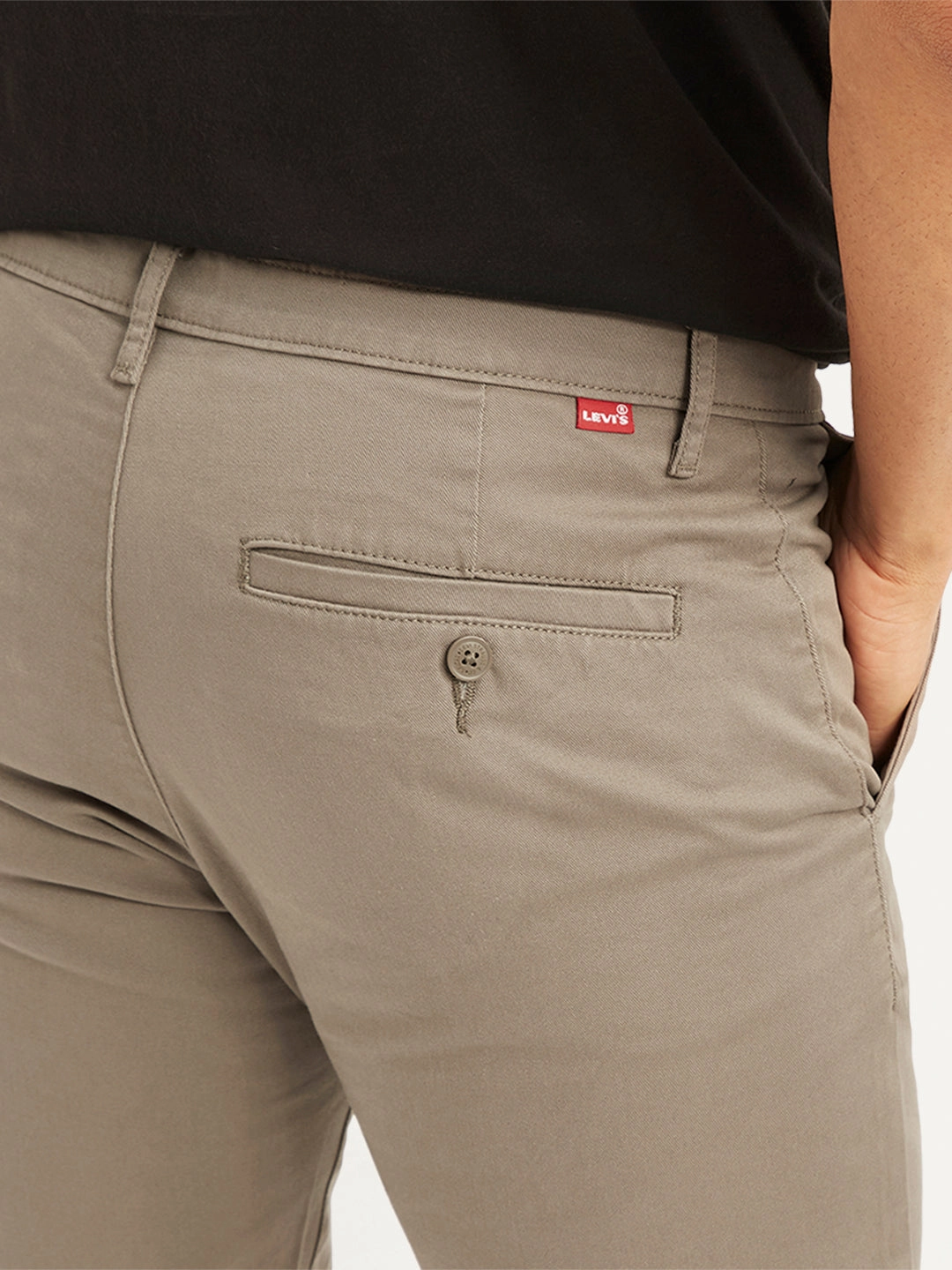 Comfortable Leg Flexible Comfort Wear Men's Taupe Slim Fit Chinos