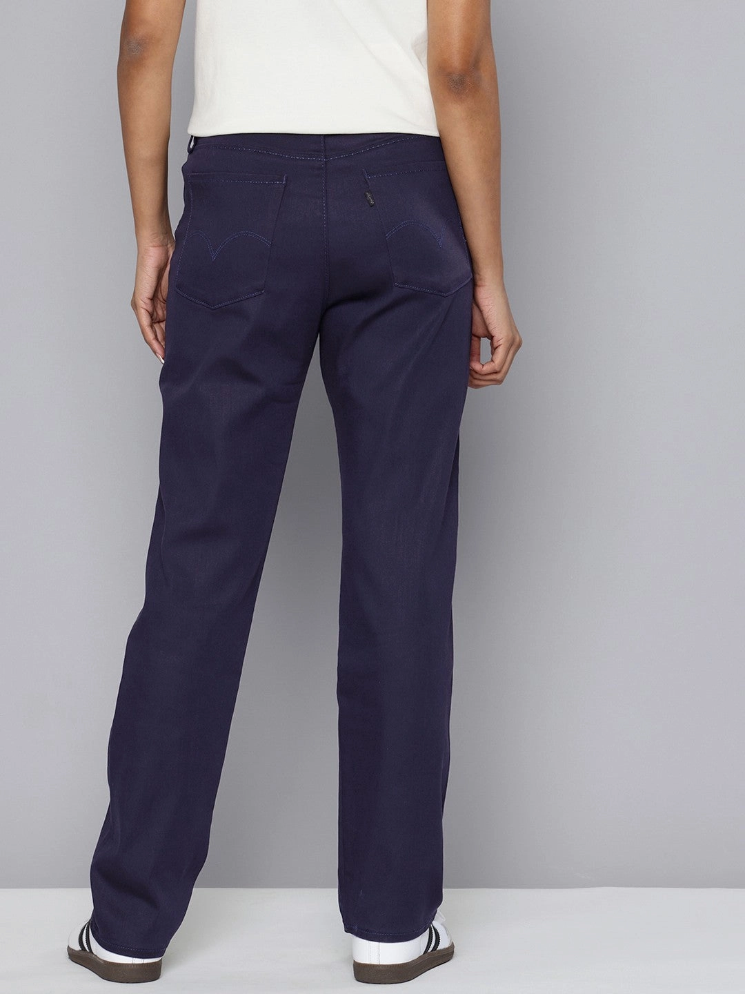 Women's Redloop High Rise Navy?Straight Fit Trousers HiddenPockets Sweat Wicking Liner