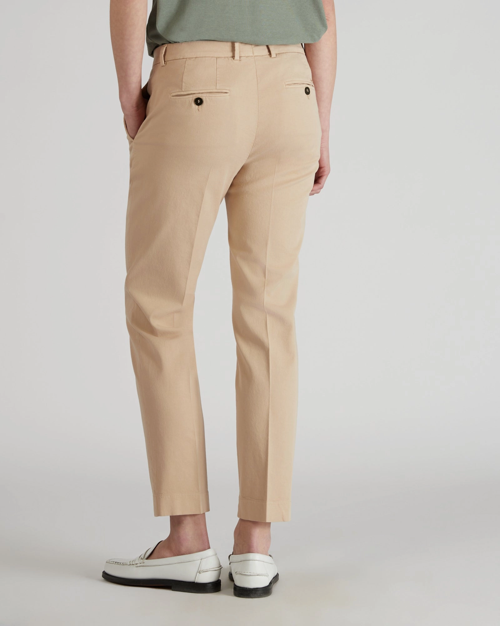 Stretch Flex Tapered ankle Slim fit trousers in certified cotton gabardine and lyocell