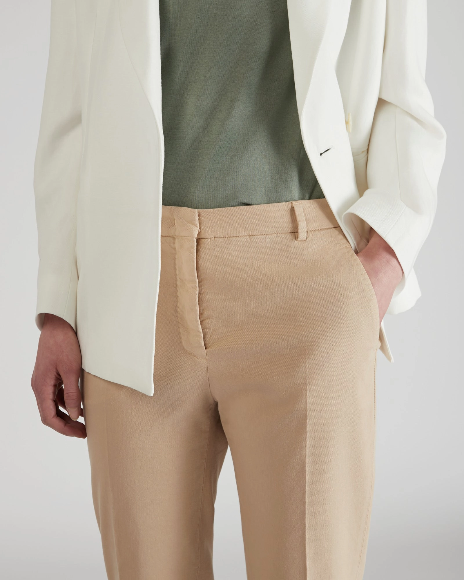 Slim fit trousers in certified cotton gabardine and lyocell Lightweight Weave Comfortable Fit Wear