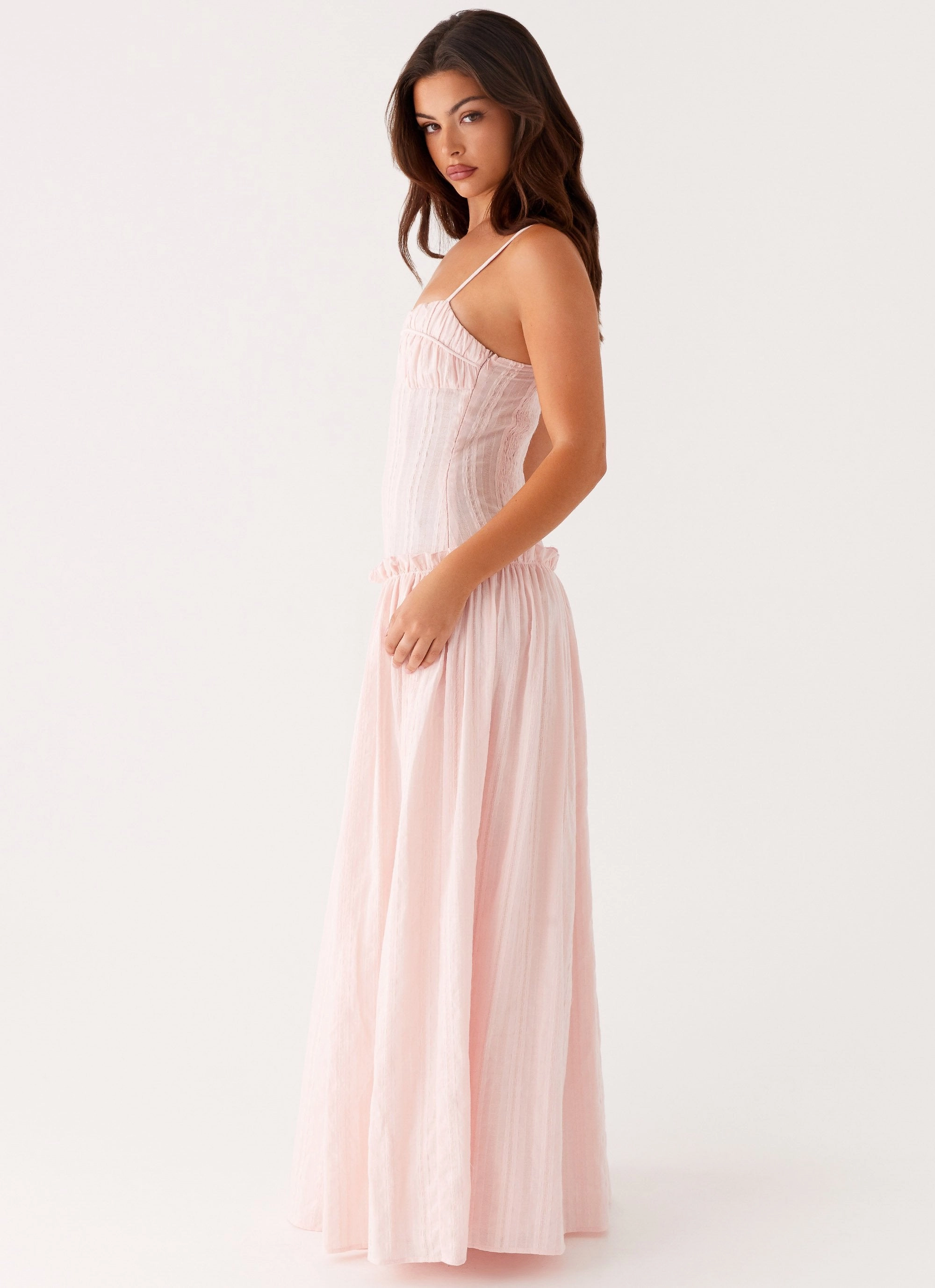 Jacinda Drop Waist Maxi Dress - Pink Pose Sweet Winter Layering