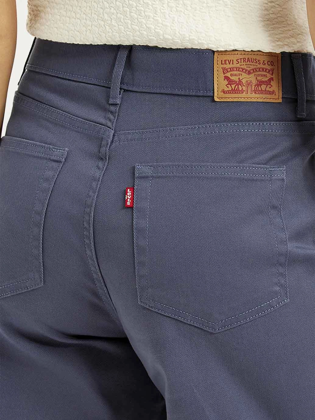 Women's Navy Blue Vintage Chino Wideleg Fit High Rise Jeans Seamless Waistband Finish All-day Comfort