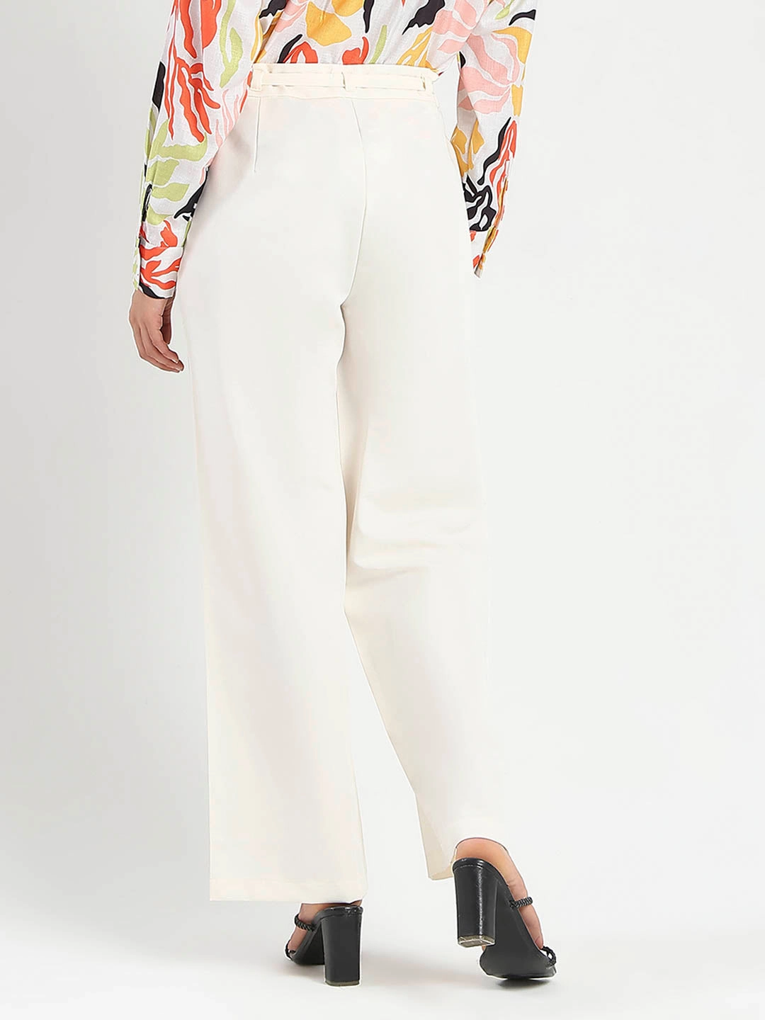 Tapered ankle Rest Easy Madame Drawstring Waist Straight Fit Ivory Trousers