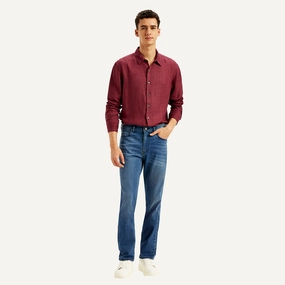 Men's Redloop 511 Blue Slim Fit Mid Rise Jeans Evening Stroll Urban Explorer Ready to Wear