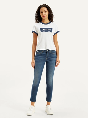 Women's 711 Blue Skinny Fit Mid Rise Jeans Streetwear Fan Premium