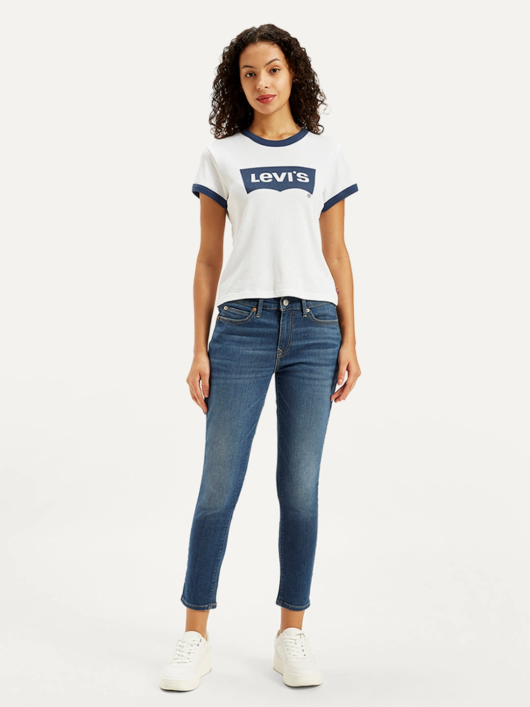 Women's 711 Blue Skinny Fit Mid Rise Jeans Secure Closure System