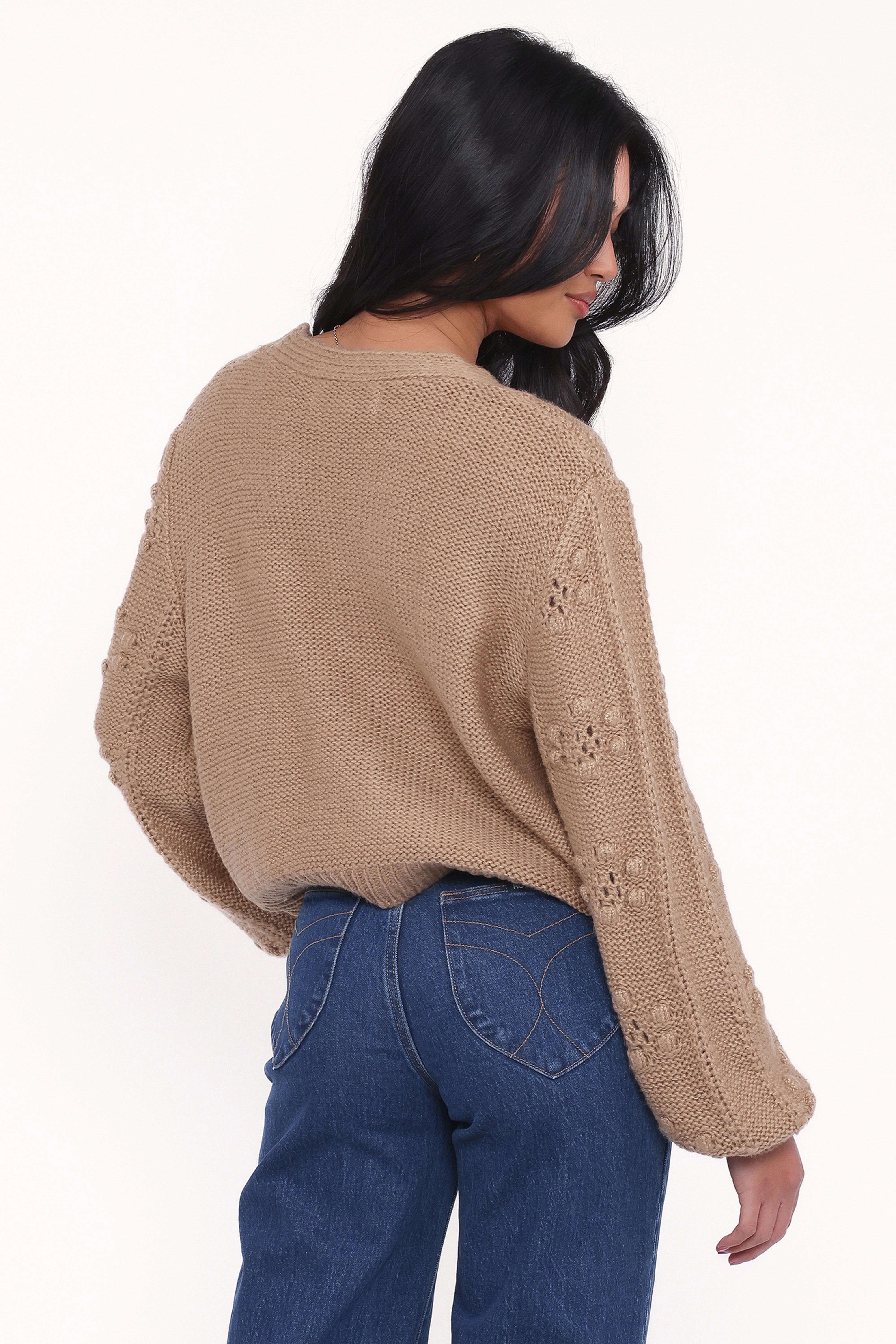 EcoFriendly Material Blend Melody Textured Button Up Cardigan - Mushroom