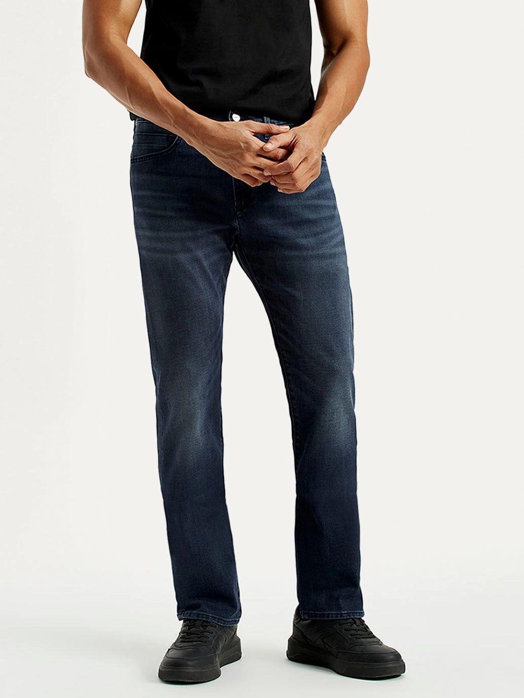 Modern Fit All-Purpose Use Men's Redloop 513 Dark Indigo Slim Straight Fit Mid Rise Jeans