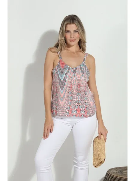 Sporty Layer Look V-shaped and stylish WIDE STRAP CAMI TOP