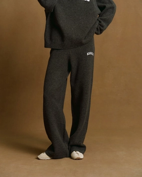 Varsity Knit Straight Leg Sweatpants - Charcoal Grey/Marshmallow White tailored look Durable Utility