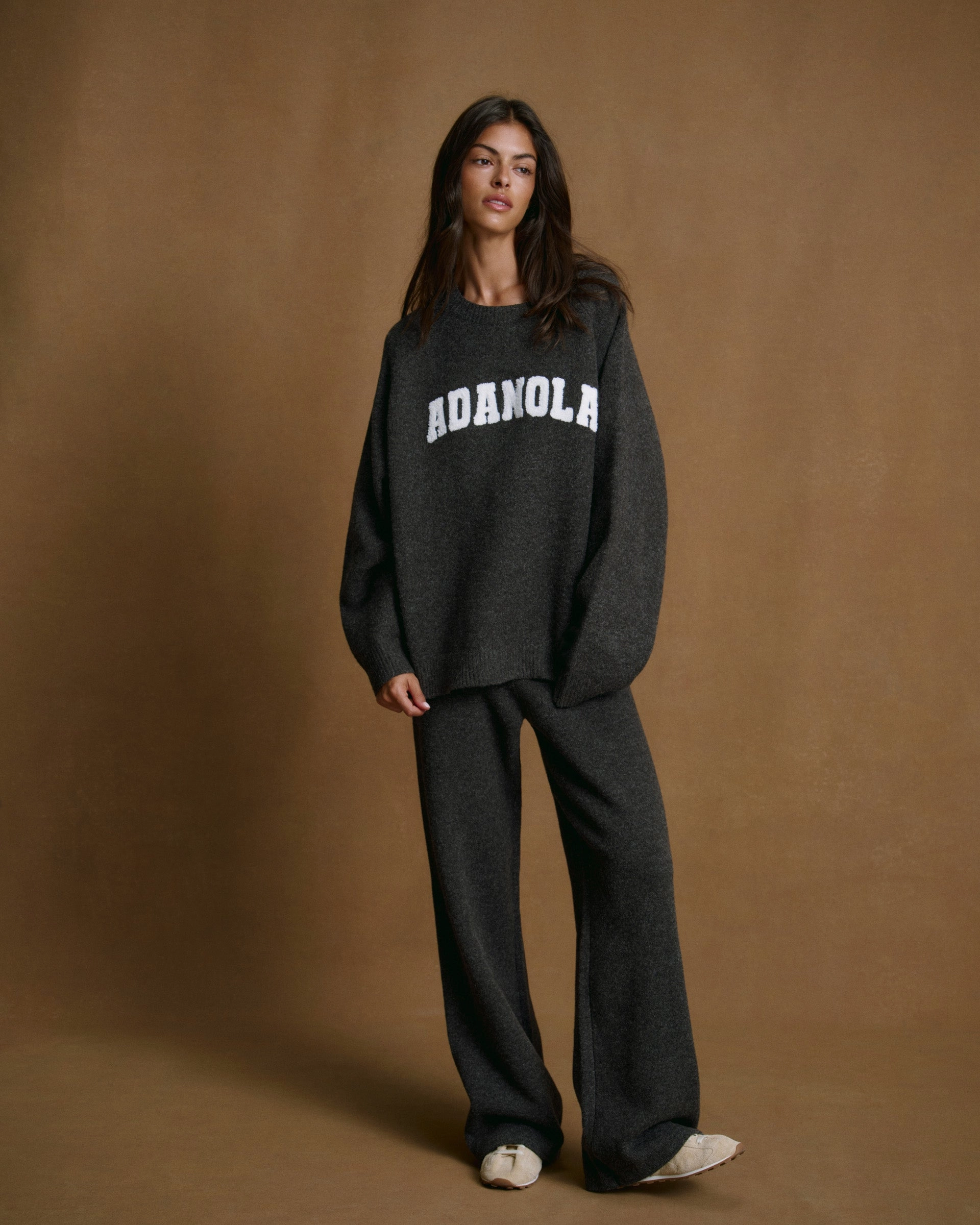 StainResistantFinish Utility pocket Varsity Knit Straight Leg Sweatpants - Charcoal Grey/Marshmallow White