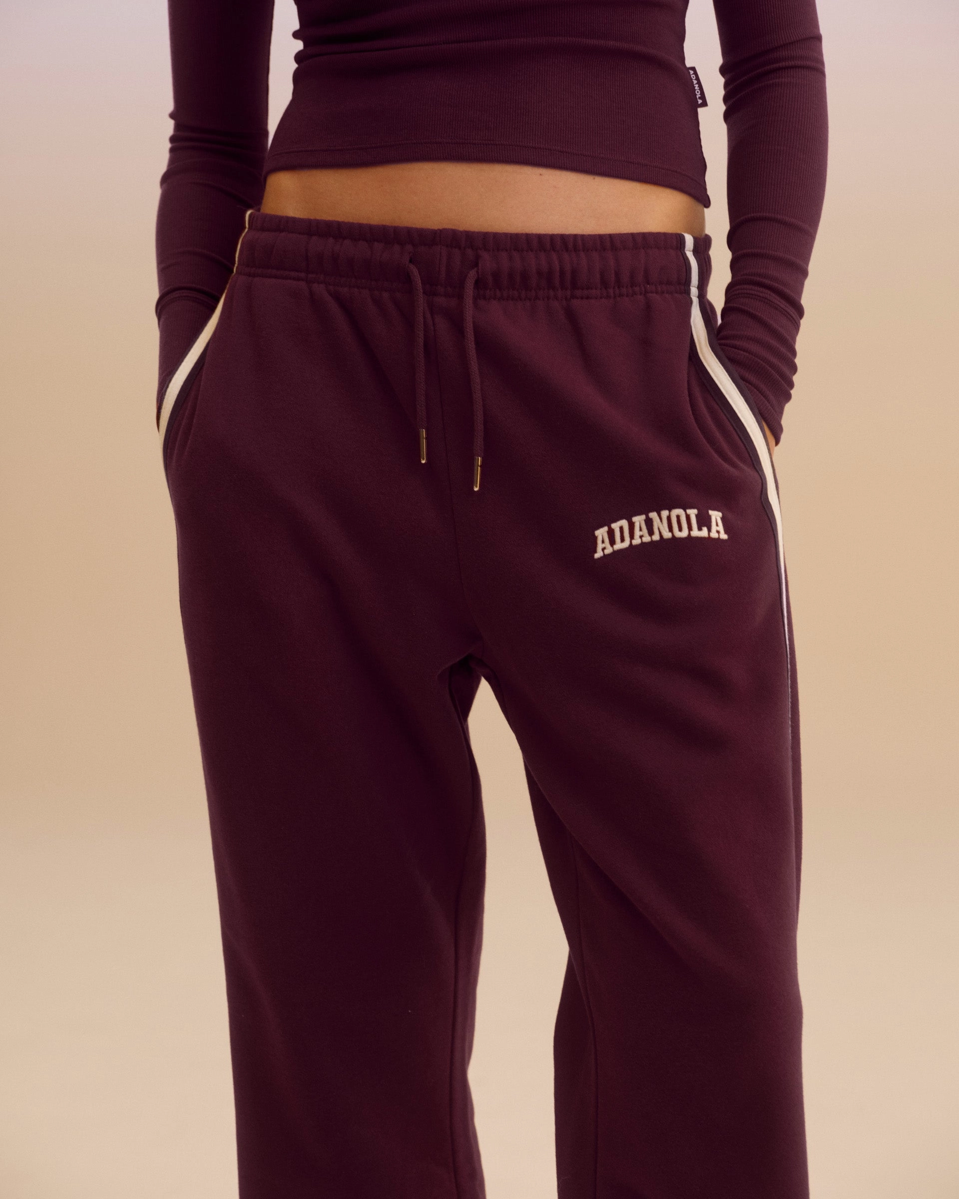 Varsity Loose Fit Straight Leg Sweatpants - Dark Cherry/Marshmallow White Air Comfort