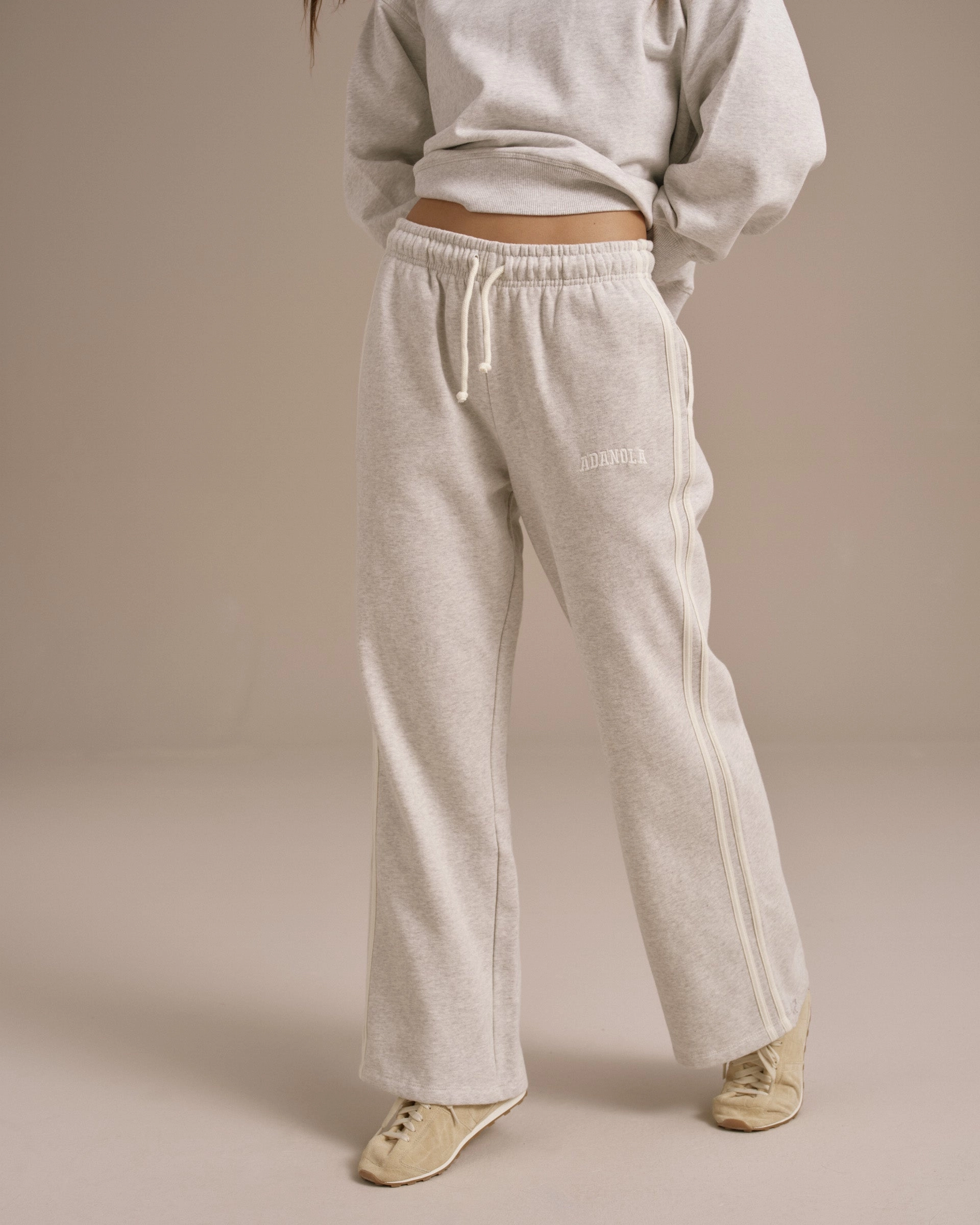 Varsity Loose Fit Sweatpants - Light Grey Melange/Marshmallow White Active Flex