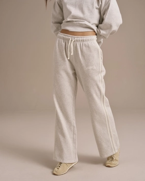 Varsity Loose Fit Sweatpants - Light Grey Melange/Marshmallow White Active Flex