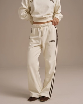 Varsity Loose Fit Sweatpants - Marshmallow White/Coffee Bean Day Wear ErgonomicStitching