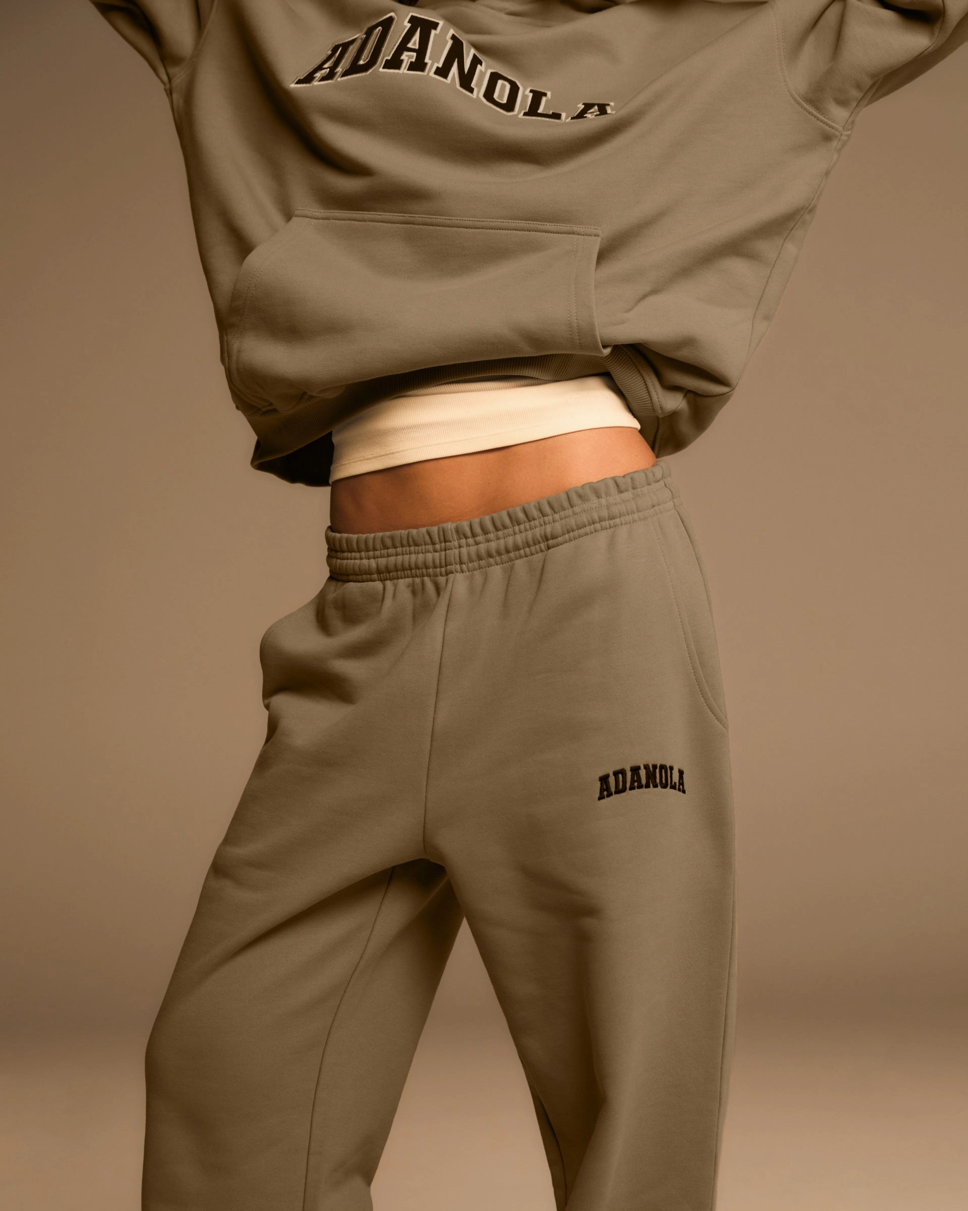 Slim Comfort Varsity Straight Leg Sweatpants - Clay Beige