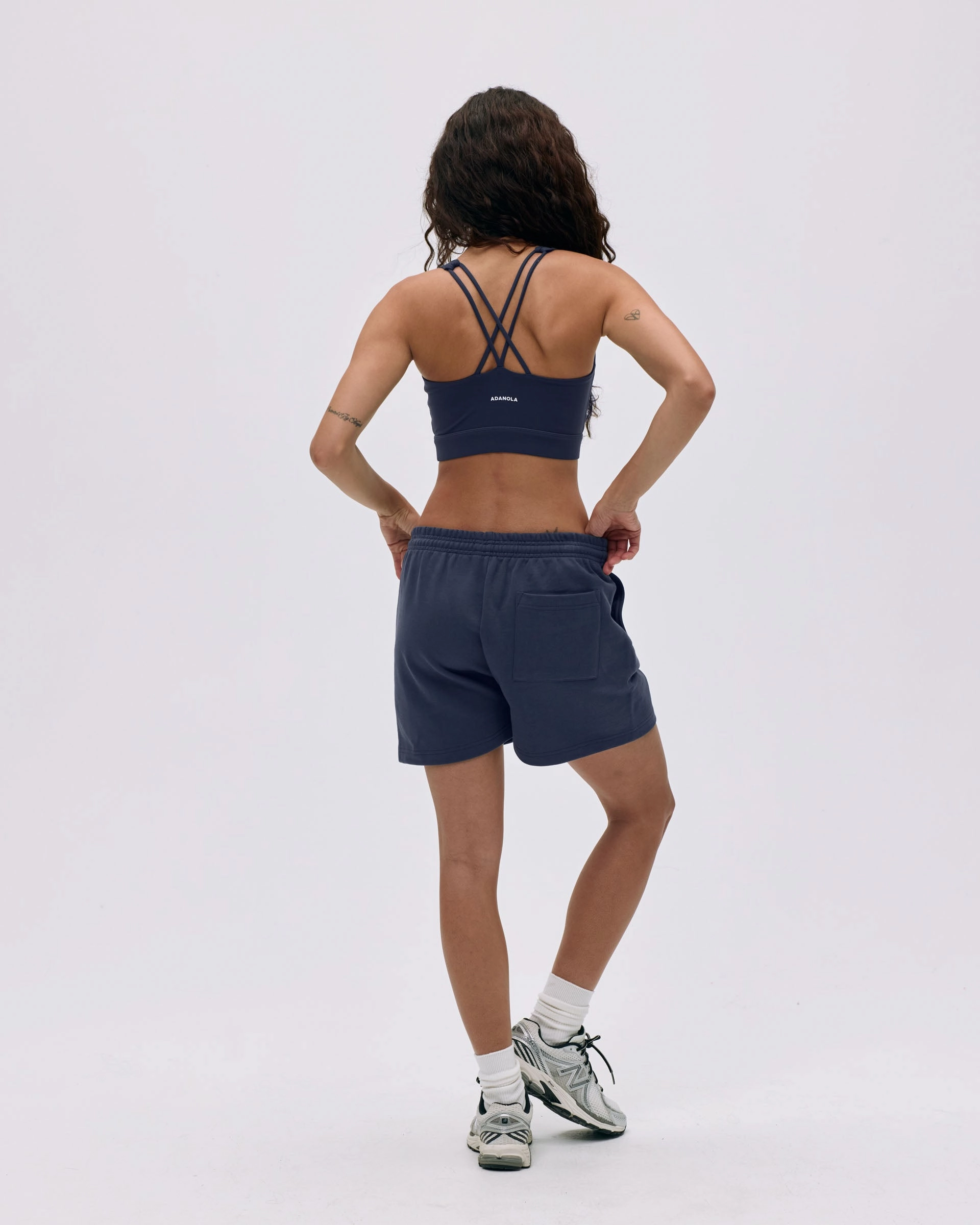 Minimal Waist Varsity Sweat Shorts - Midnight Blue/Marshmallow White