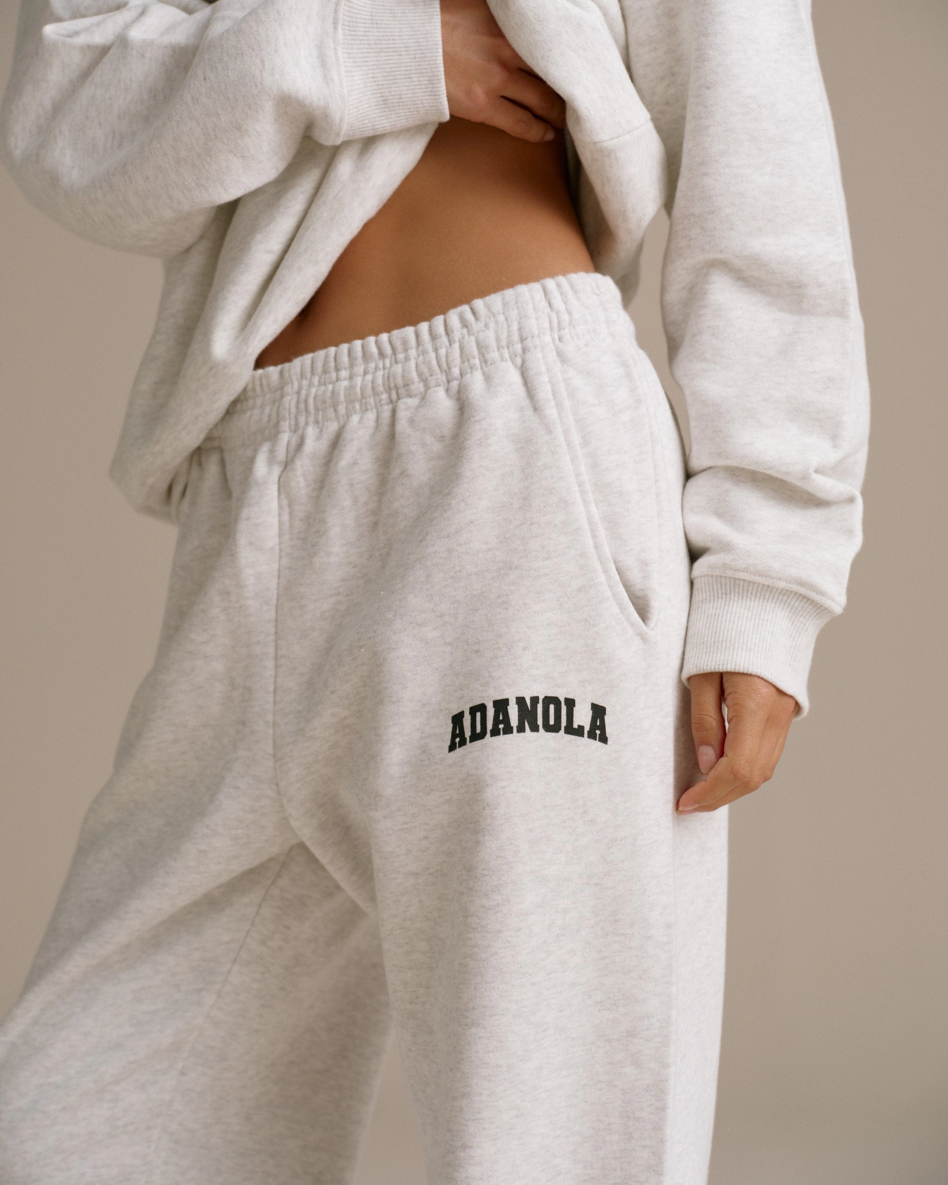 Eco Friendly Dyeing Varsity Sweatpants - Light Grey Melange/Black