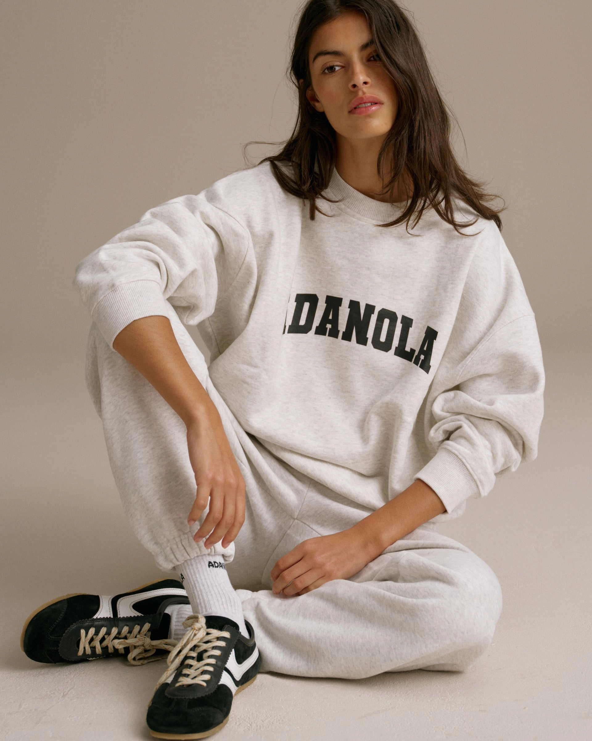 Timeless Fit Customizable length Varsity Sweatpants - Light Grey Melange/Black