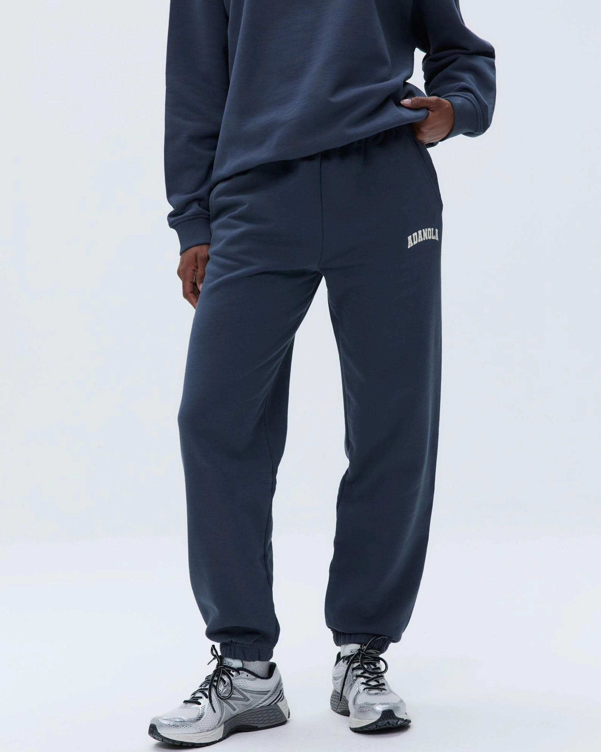 GussetedCrotch Snug Fit Varsity Sweatpants - Washed Midnight Blue
