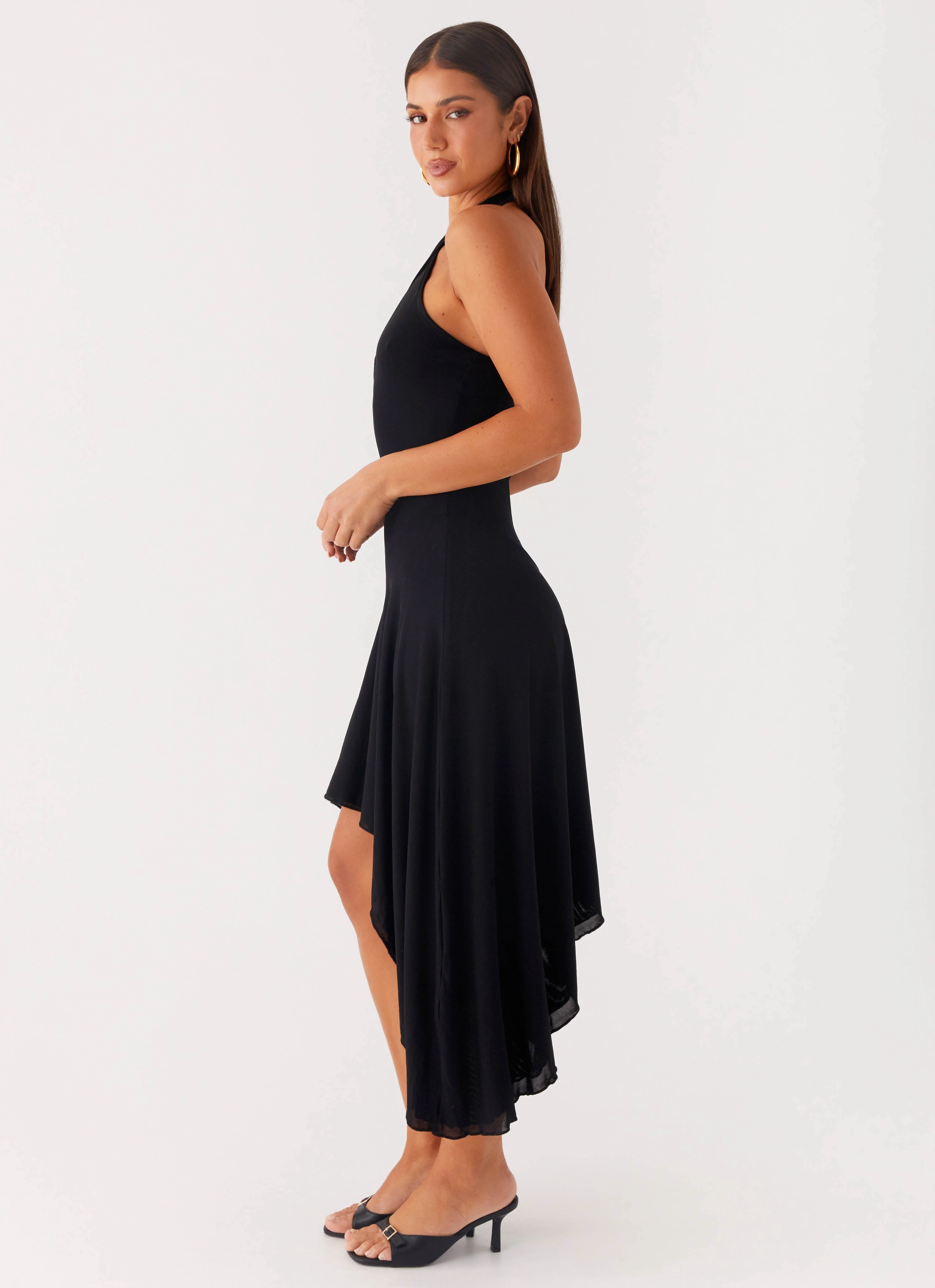 Contemporary Look Velvet Sky Midi Dress - Black