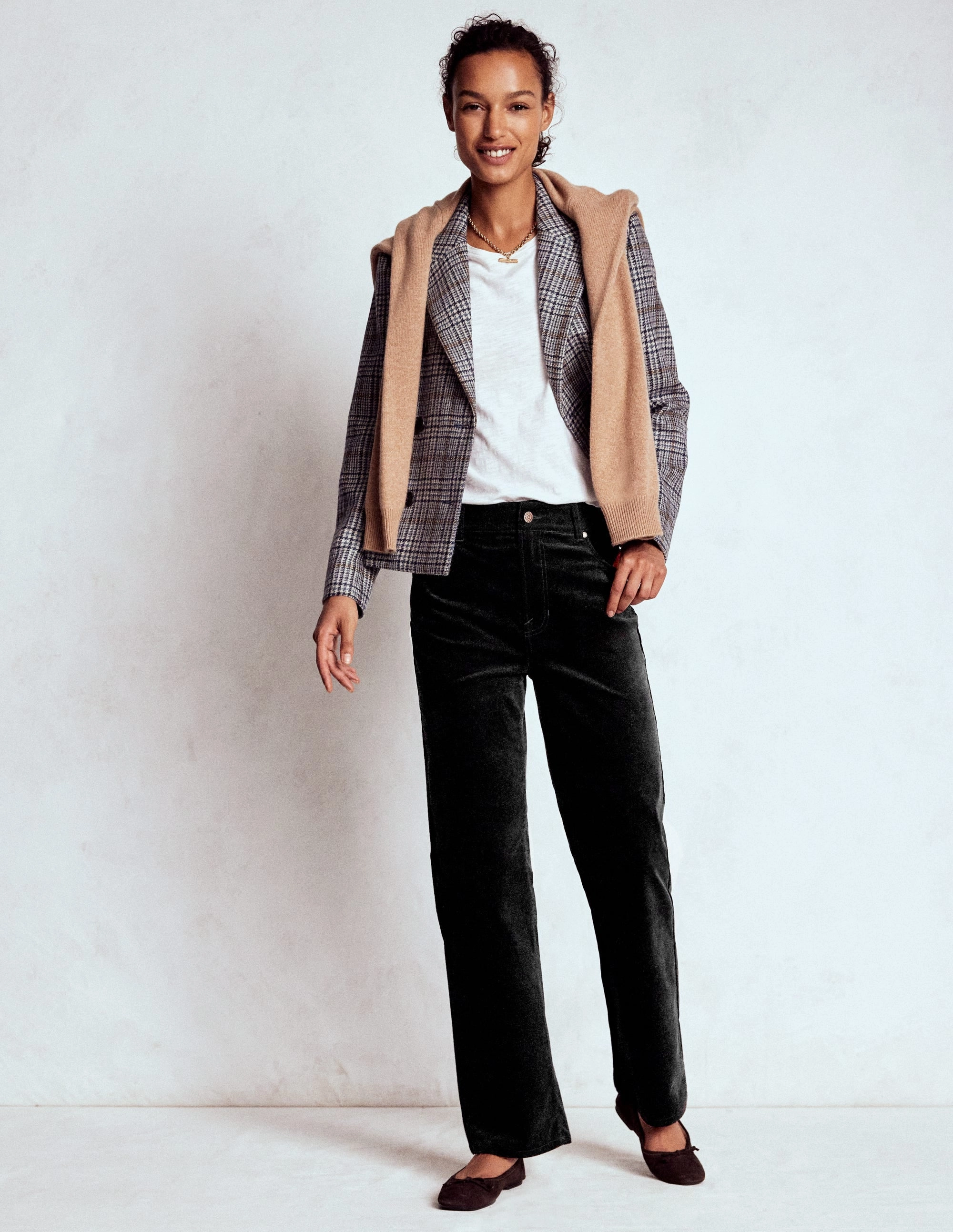 Velveteen Straight Jeans-Black Unisex style