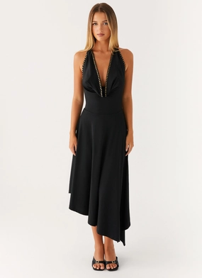 Vena Beaded Midi Dress - Black Classic and Chic Silk Air