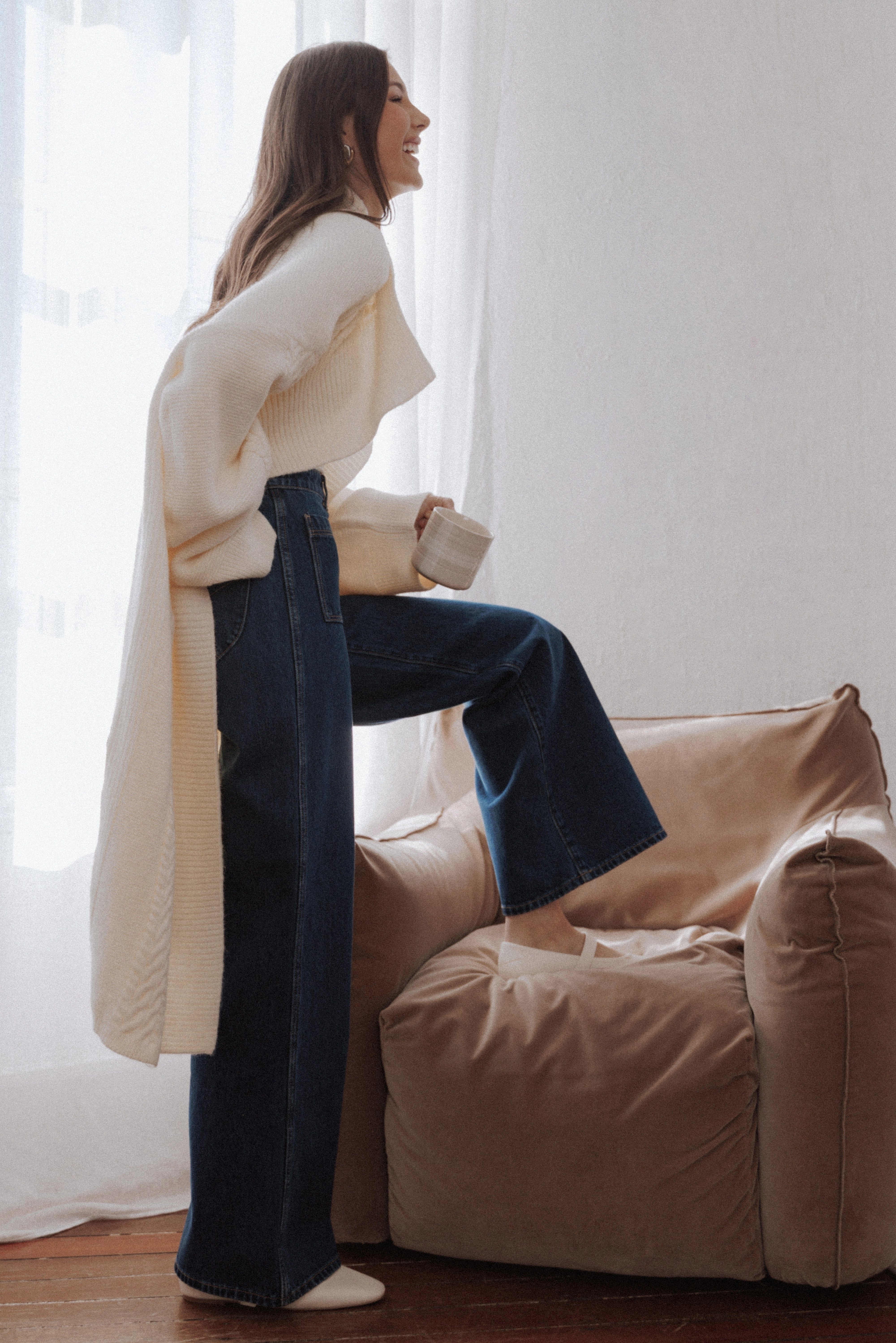 Nova Long Cardigan - Cream Laidback Mood