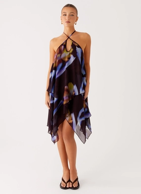 Verbena Midi Dress - Dark Floral Soft Comfort